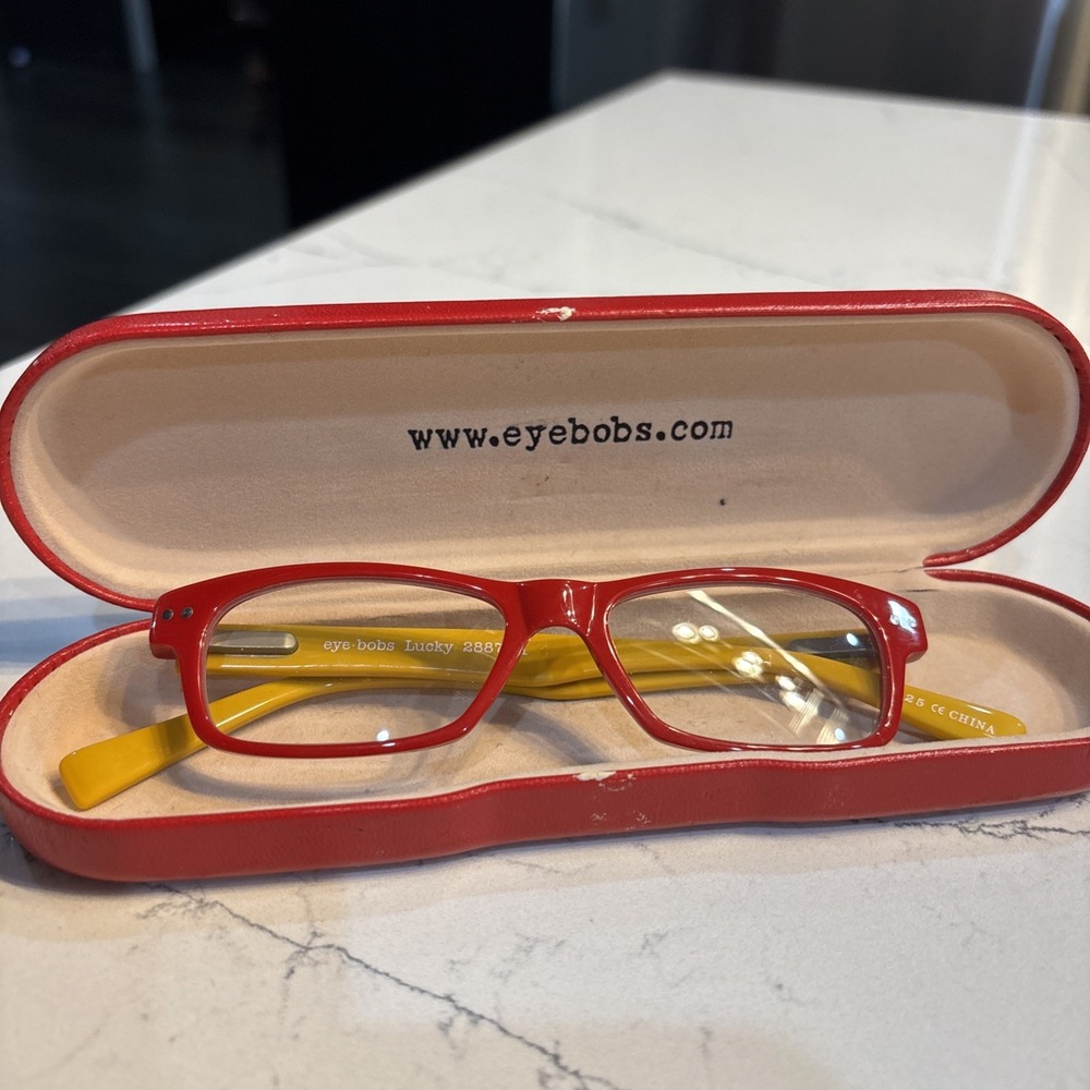 Eyebobs Red Yellow Rectangle Reading Glasses With… - image 4